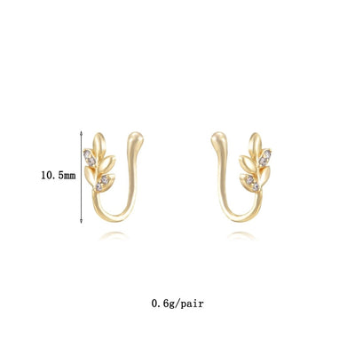 1 Pair IG Style Leaf Moon Heart Shape Inlay Copper Zircon Gold Plated Ear Cuffs