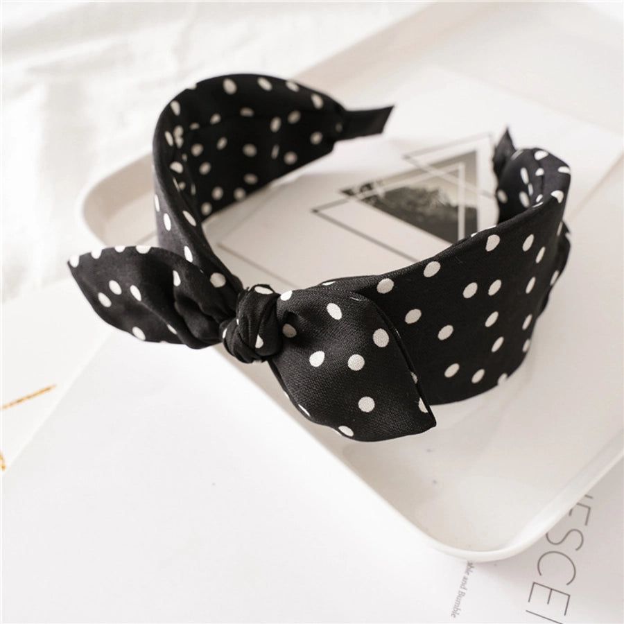 fashion polka dots bow knot cloth printing hair band 1 piece