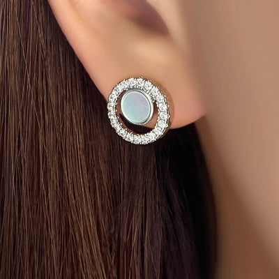 1 Pair IG Style Novelty Circle Hollow Out Inlay Copper Zircon Ear Studs