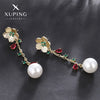 1 Pair Elegant Sweet Flower Plating Copper Artificial Gemstones Beads 18K Gold Plated Drop Earrings