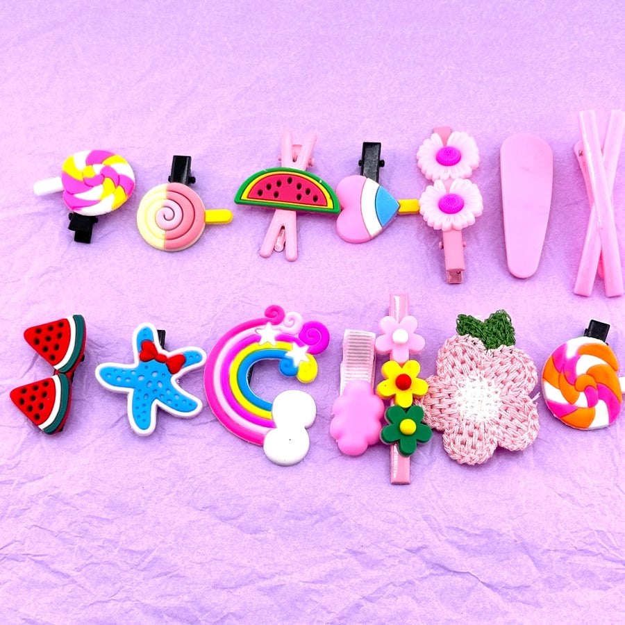 cute sweet fruit heart shape flower alloy plastic rubber hair clip