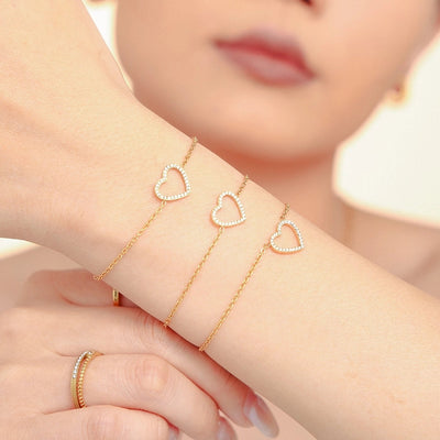 Jewelry Elegant Luxurious Vacation Heart Shape Titanium Steel 18K Gold Plated Plating Jewelry Set