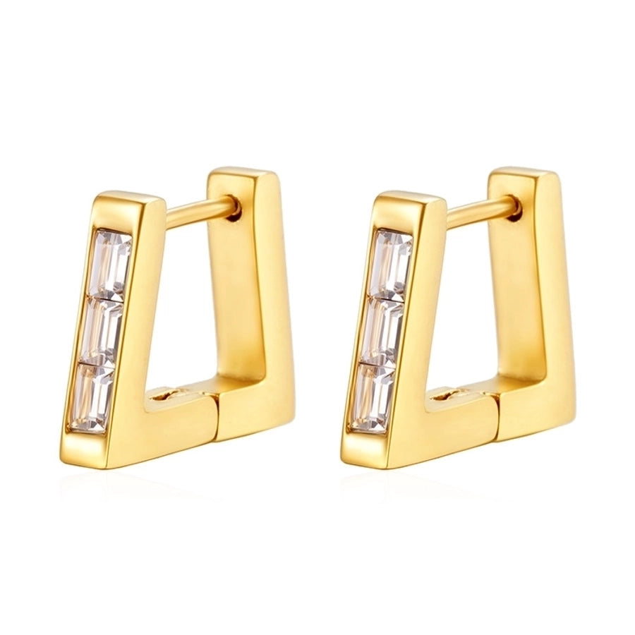 1 Pair Classic Style Geometric Plating Inlay 304 Stainless Steel Zircon 18K Gold Plated Earrings