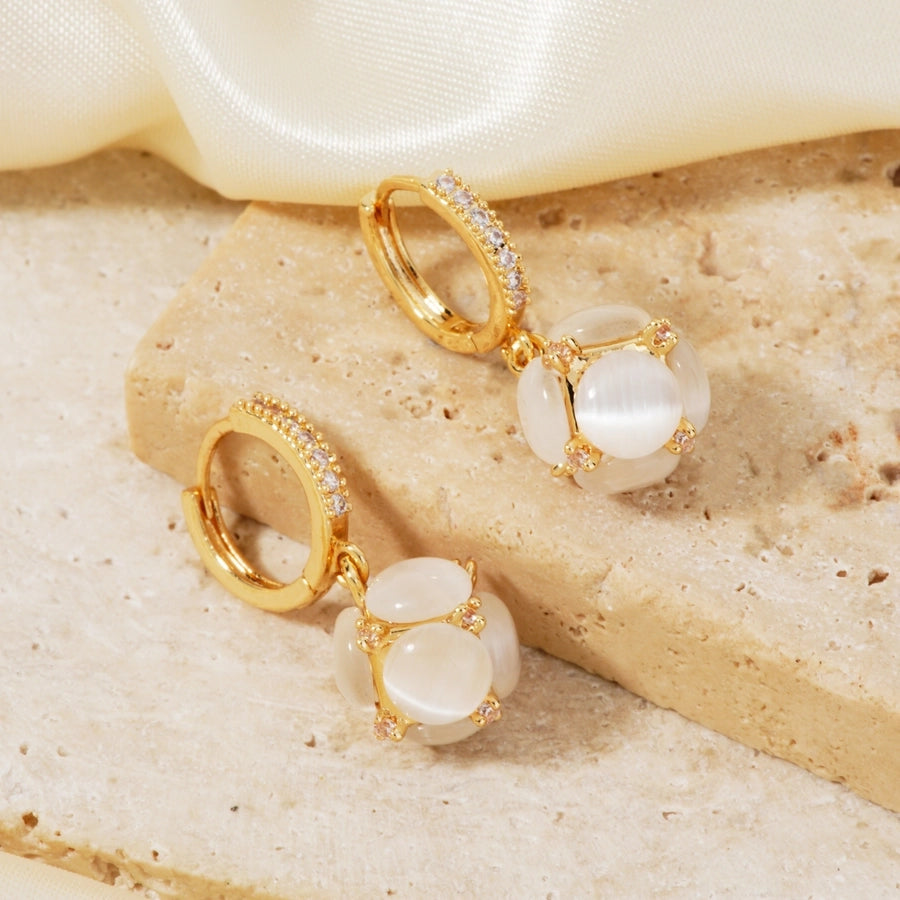 1 Pair Sweet Simple Style Shiny Geometric Heart Shape Inlay Copper Glass Zircon K Gold Plated Drop Earrings