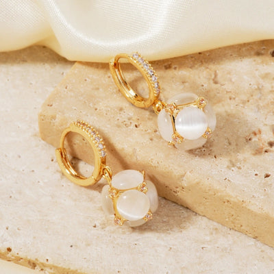 1 Pair Sweet Simple Style Shiny Geometric Heart Shape Inlay Copper Glass Zircon K Gold Plated Drop Earrings