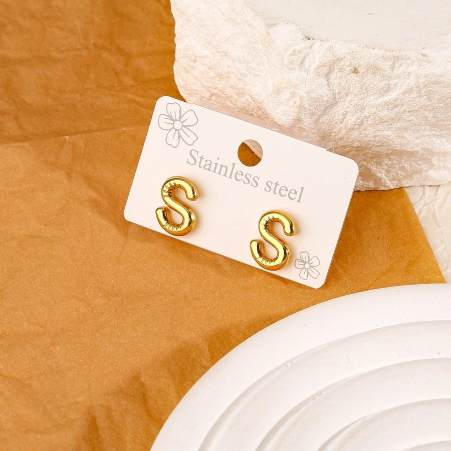 1 Pair Simple Style Classic Style Letter 304 Stainless Steel 18K Gold Plated Ear Studs