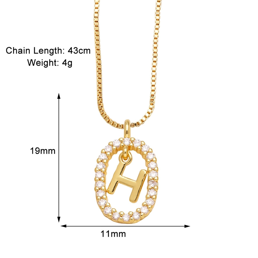 Jewelry Modern Style Simple Style letter 201 Stainless Steel Copper Zircon 18K Gold Plated Inlay Pendant Necklace