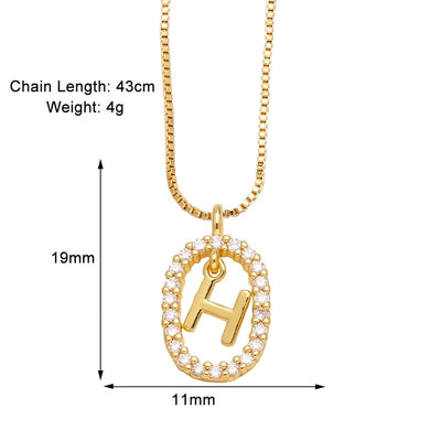 Jewelry Modern Style Simple Style letter 201 Stainless Steel Copper Zircon 18K Gold Plated Inlay Pendant Necklace