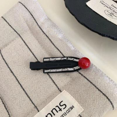 Simple Red Bean Metal Barrettes Advanced Retro Easy Matching BB Clip Elegant Girl Side Bang Clip Duckbill Clip