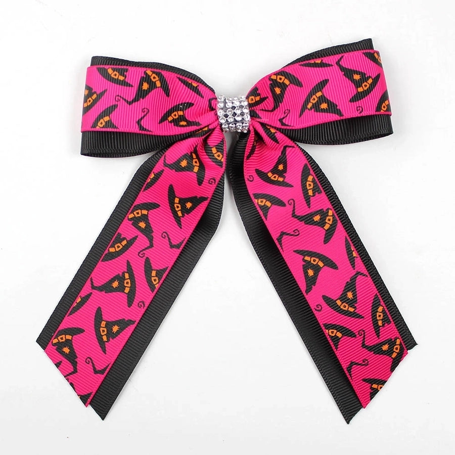 Girl'S Casual Pumpkin Bow Knot Ghost Cloth Inlay Rhinestones Hair Clip