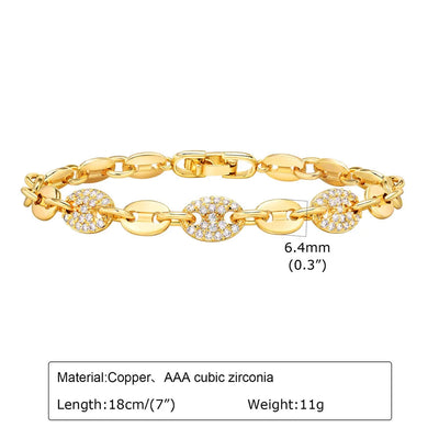 Wholesale Jewelry Vintage Style Classic Style Geometric Copper Zircon Bracelets Love Chain