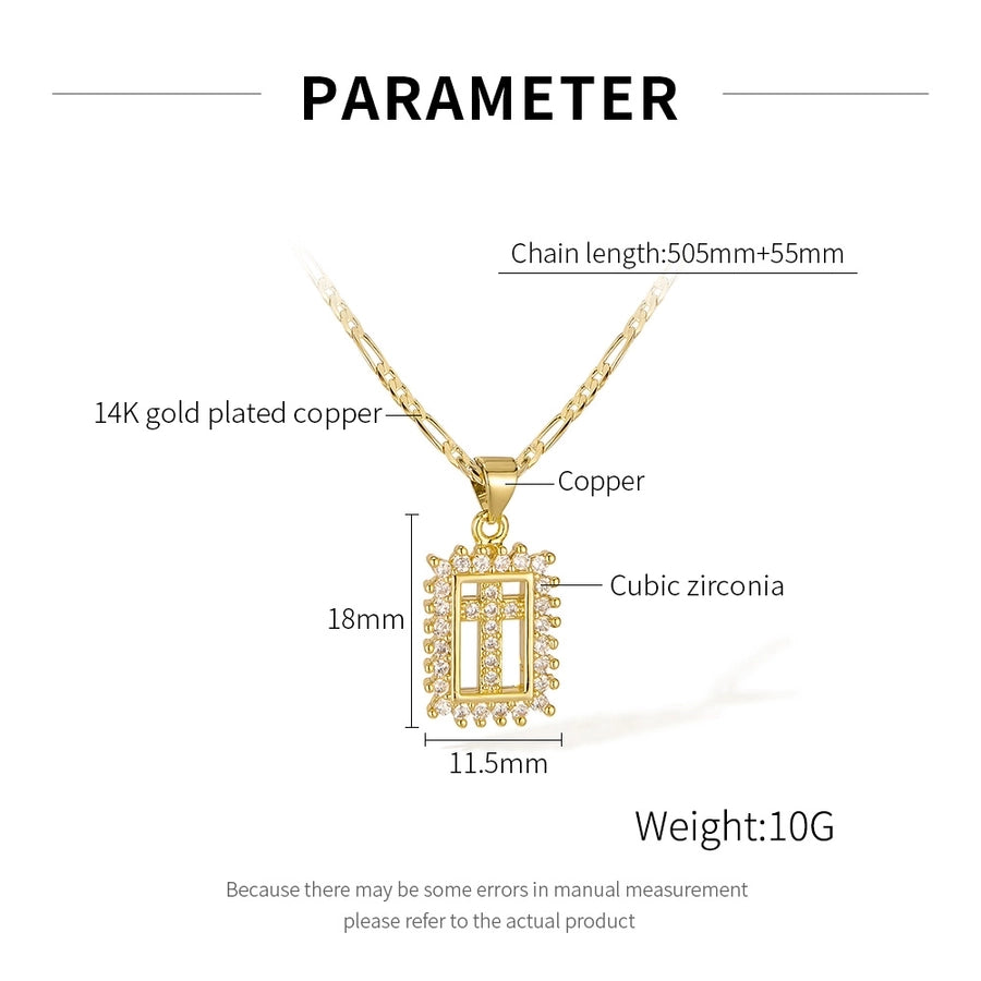 Jewelry French Style Simple Style Cross Copper 14K Gold Plated Pendant Necklace