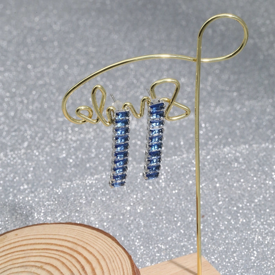 1 Pair Elegant Simple Style Commute Rectangle Plating Inlay Copper Zircon Ear Studs