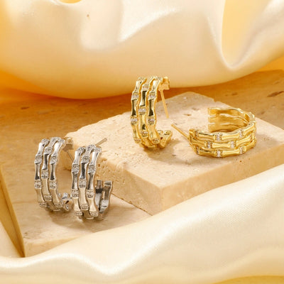 1 Pair Elegant Lady Shiny Geometric Inlay Copper Zircon K Gold Plated Rhodium Plated Earrings