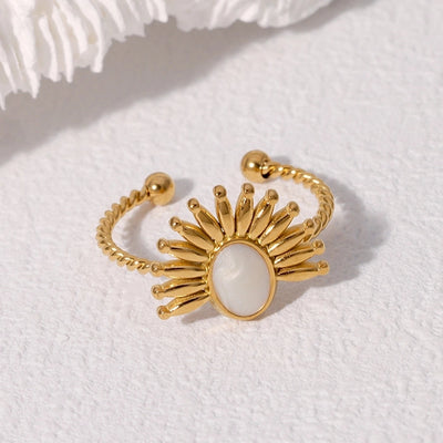 Jewelry Retro French Style Classic Style Geometric 304 Stainless Steel 18K Gold Plated Enamel Stainless Steel Rings