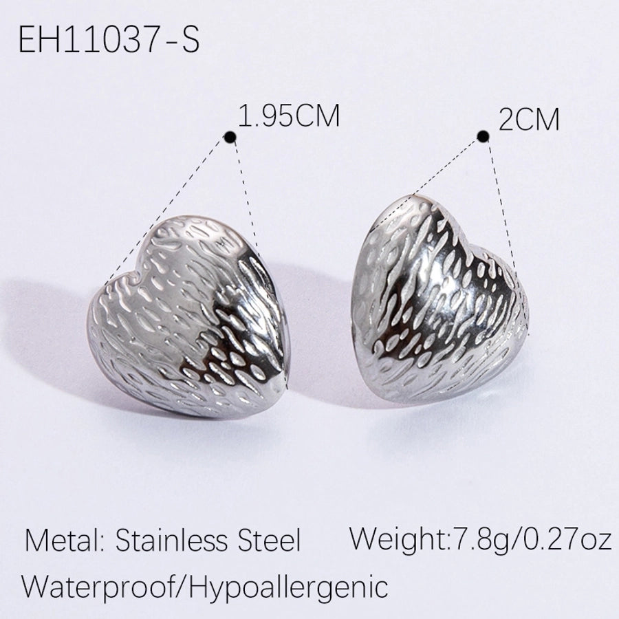 1 Pair Vintage Style Classic Style Geometric Heart Shape Plating 304 Stainless Steel Ear Studs