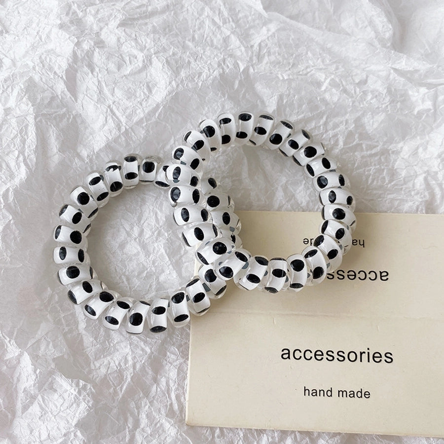 Women's Modern Style Classic Style Polka Dots Plastic Telephone Cord Hair Tie