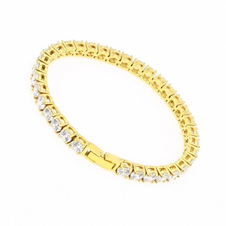 Classic Style Geometric Stainless Steel 18K Gold Plated Rose Gold Plated Zircon Tennis Bracelet In Bulk
