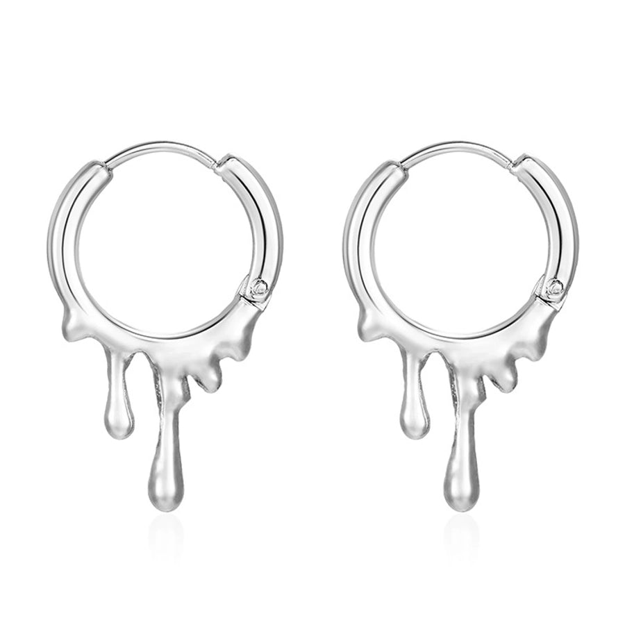 1 Pair Simple Style Water Droplets Solid Color Titanium Steel Earrings