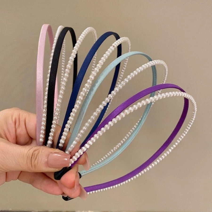 sweet simple style classic style geometric artificial pearl cloth hair band