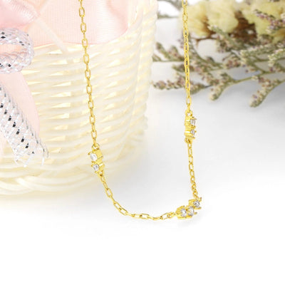 Copper 18K Gold Plated Inlay Solid Color Zircon Necklace