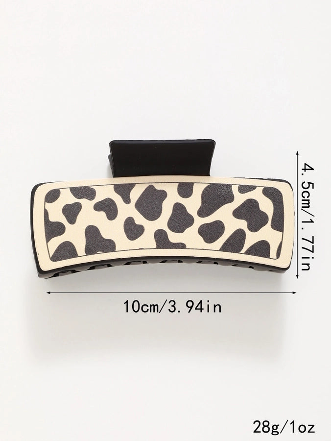 retro color block plastic resin printing hair claws