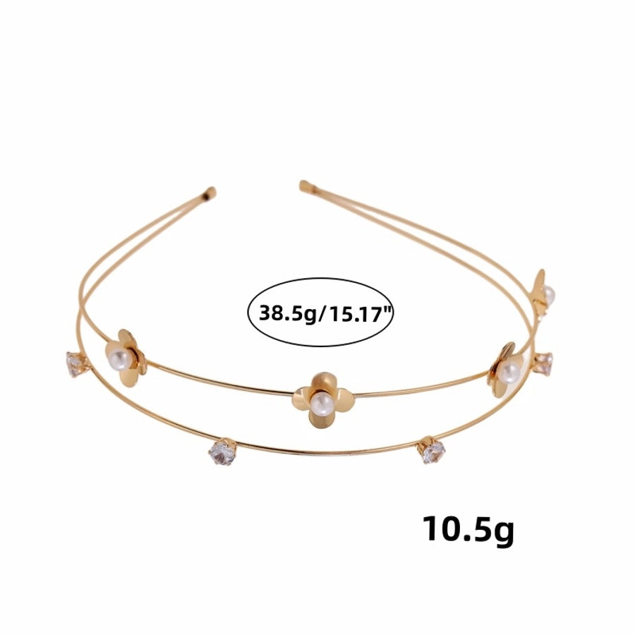 simple style flower alloy inlay pearl hair band