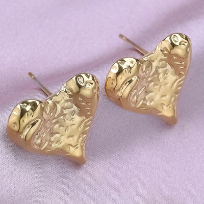 1 Pair Simple Style Classic Style Heart Shape Plating 304 Stainless Steel Ear Studs