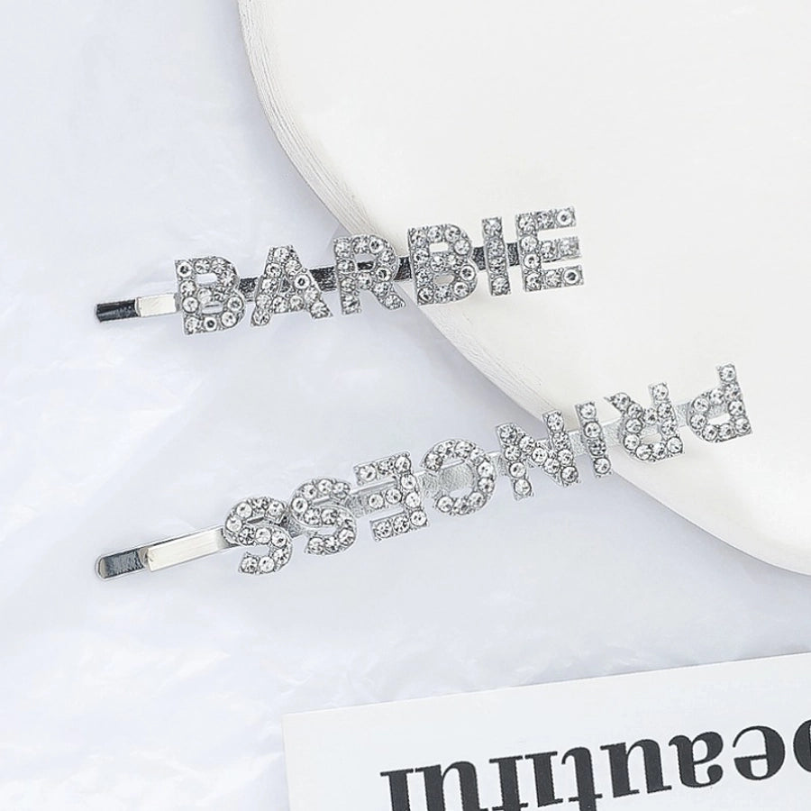elegant sweet letter alloy plating inlay rhinestones hair clip