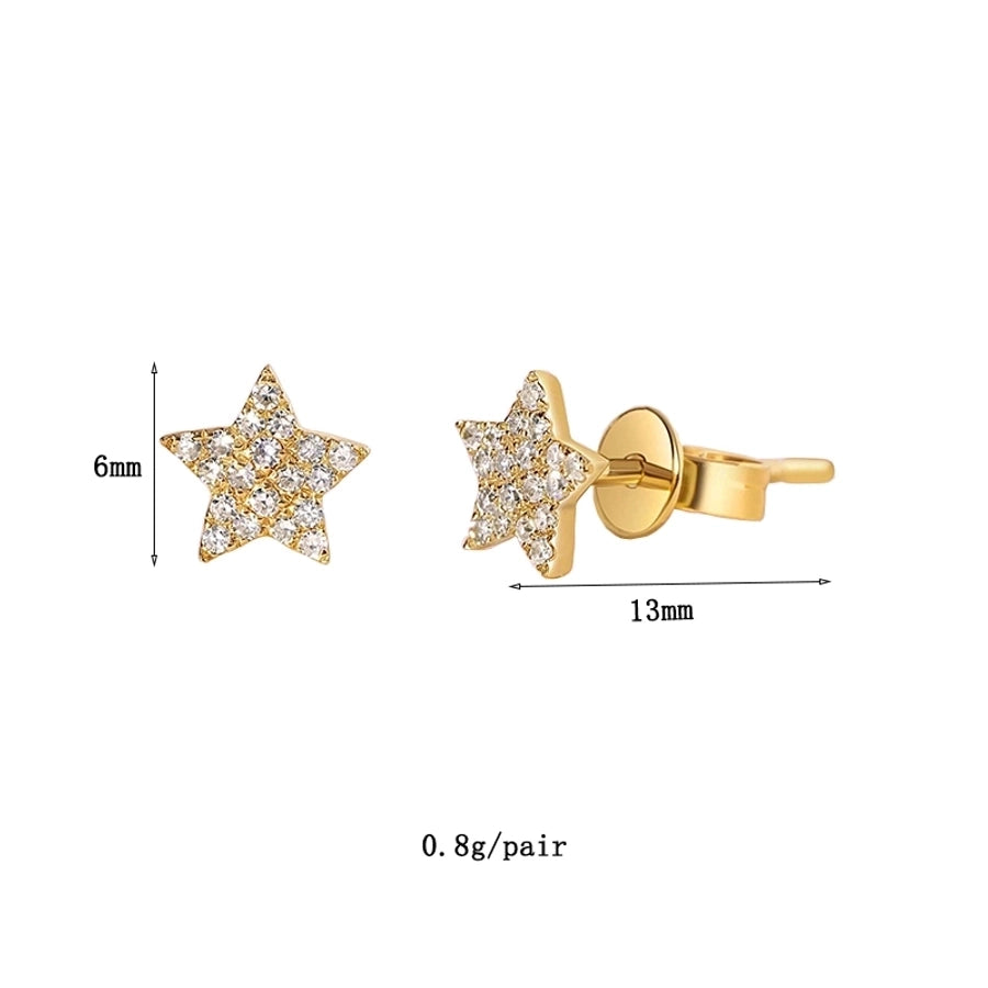 1 Pair IG Style Star Brass Zircon Ear Cuffs Ear Studs