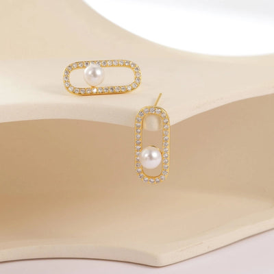 1 Pair Elegant Sweet Geometric Inlay Copper Zircon Gold Plated Ear Studs