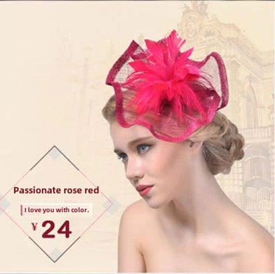 wave elastic net handmade bow feather hair accessories performance banquet accessories