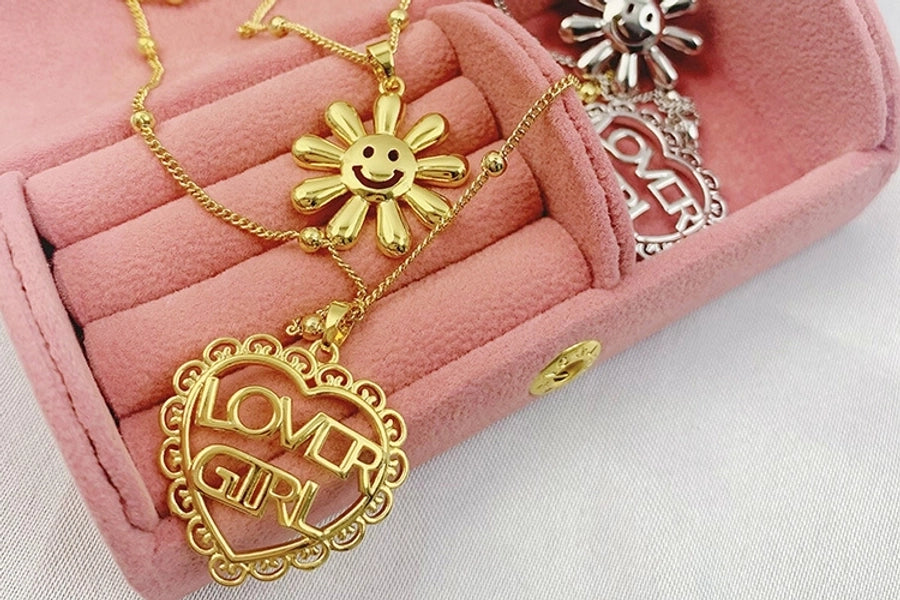 Jewelry Cute Heart Shape Copper Plating Pendant Necklace