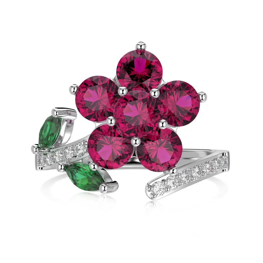 1 Piece 925 Sterling Silver Flower Zircon Rings