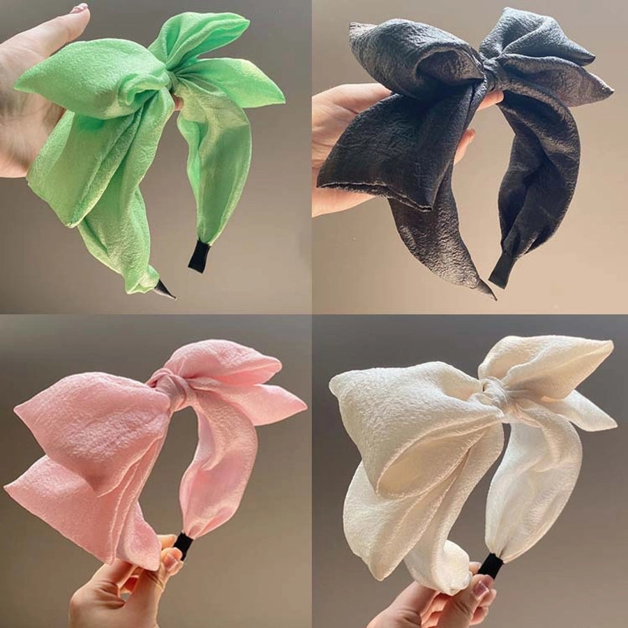 fashion bow knot gauze pleated hair band 1 piece