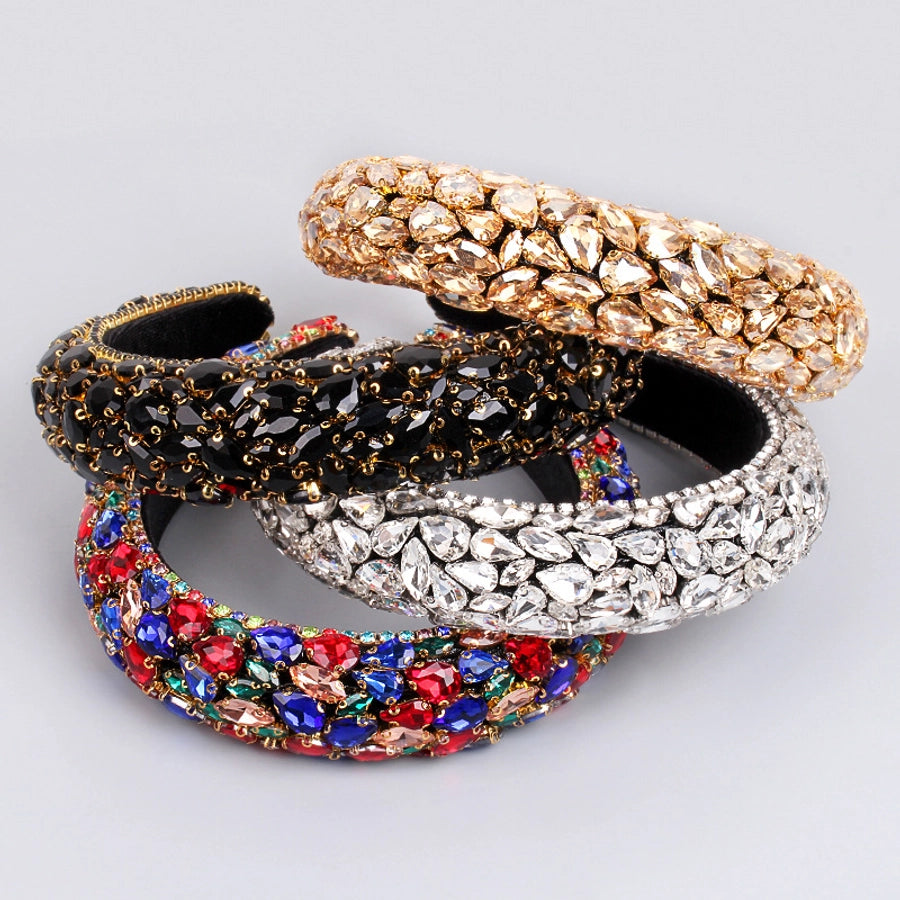 women's retro lady water droplets cloth inlay rhinestones hair band