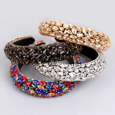 women's retro lady water droplets cloth inlay rhinestones hair band