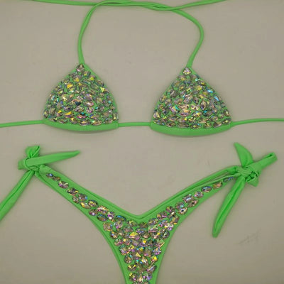 women's solid color 2 piece set bikinis