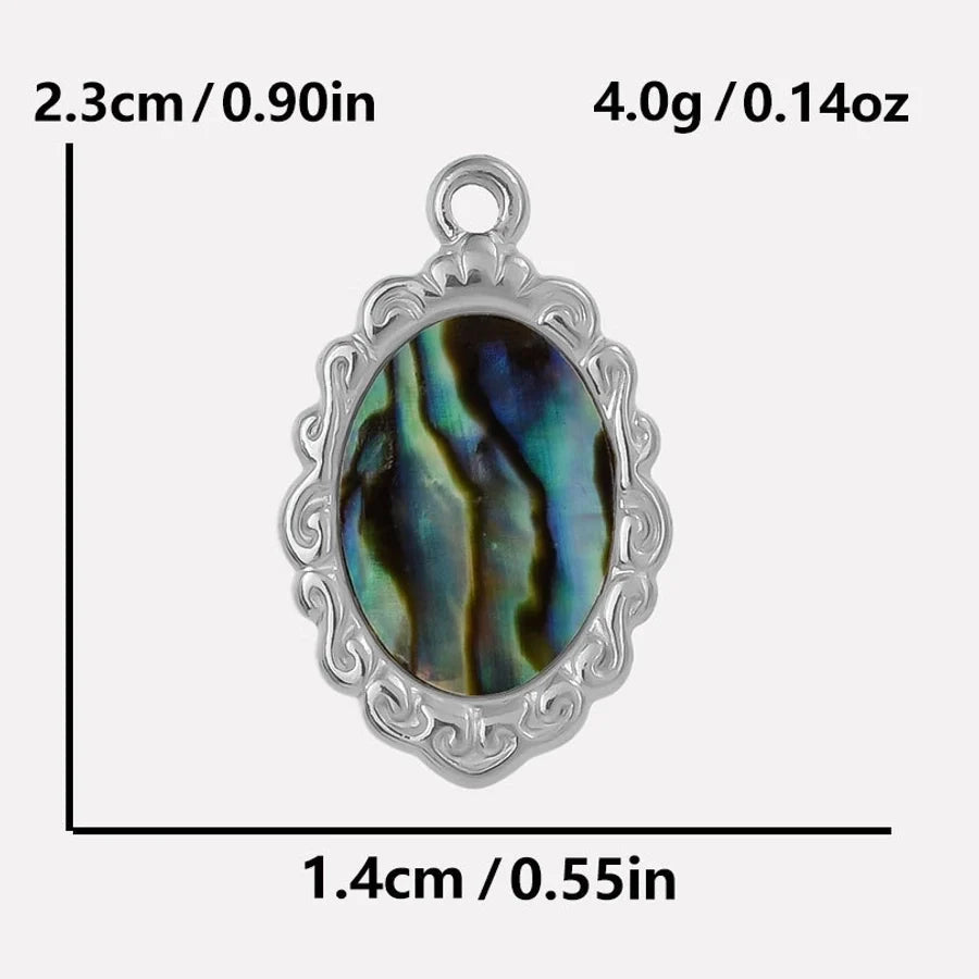 Jewelry Vintage Style Classic Style Oval 304 Stainless Steel Shell Abalone Shell 18K Gold Plated Irregular Plating Pendant Necklace