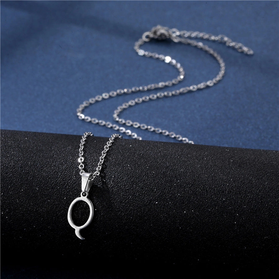 Jewelry Casual Simple Style Classic Style Letter 201 Stainless Steel Silver Plated Hollow Out Pendant Necklace
