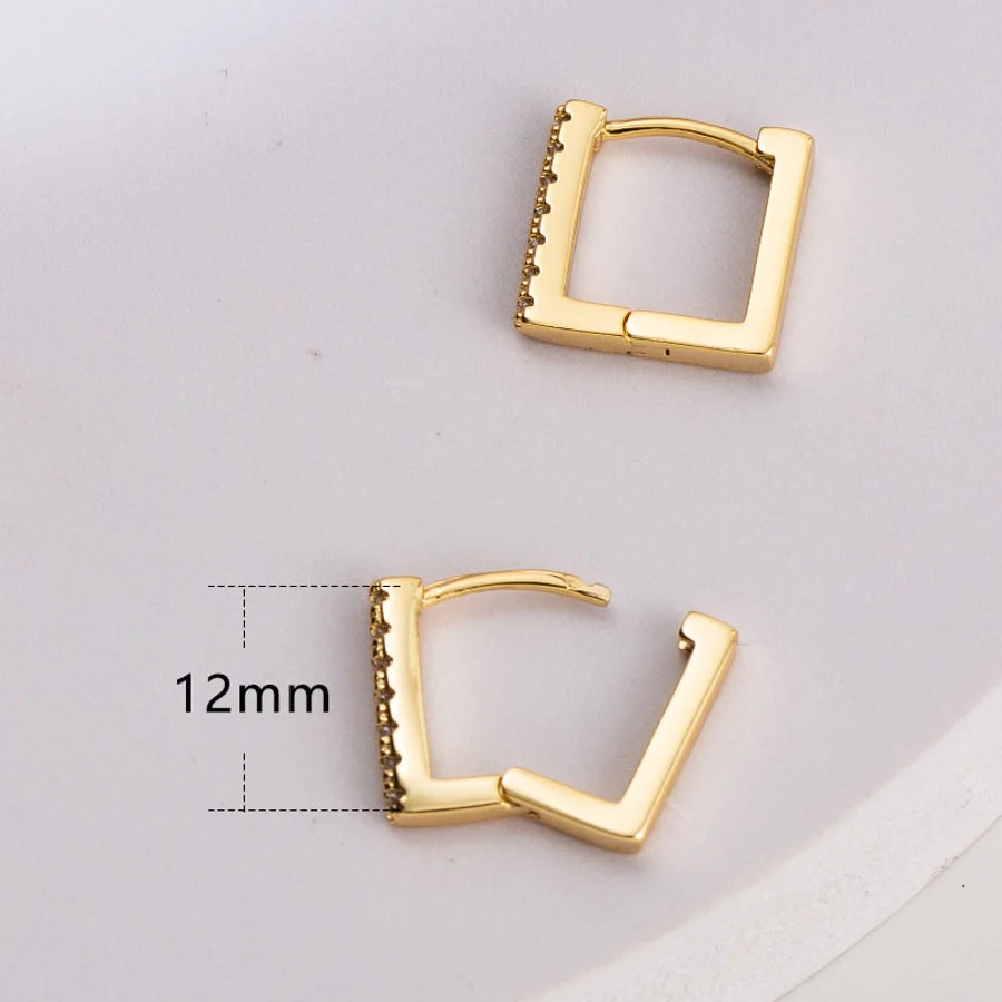 1 Pair Simple Style Geometric Copper Zircon Earrings