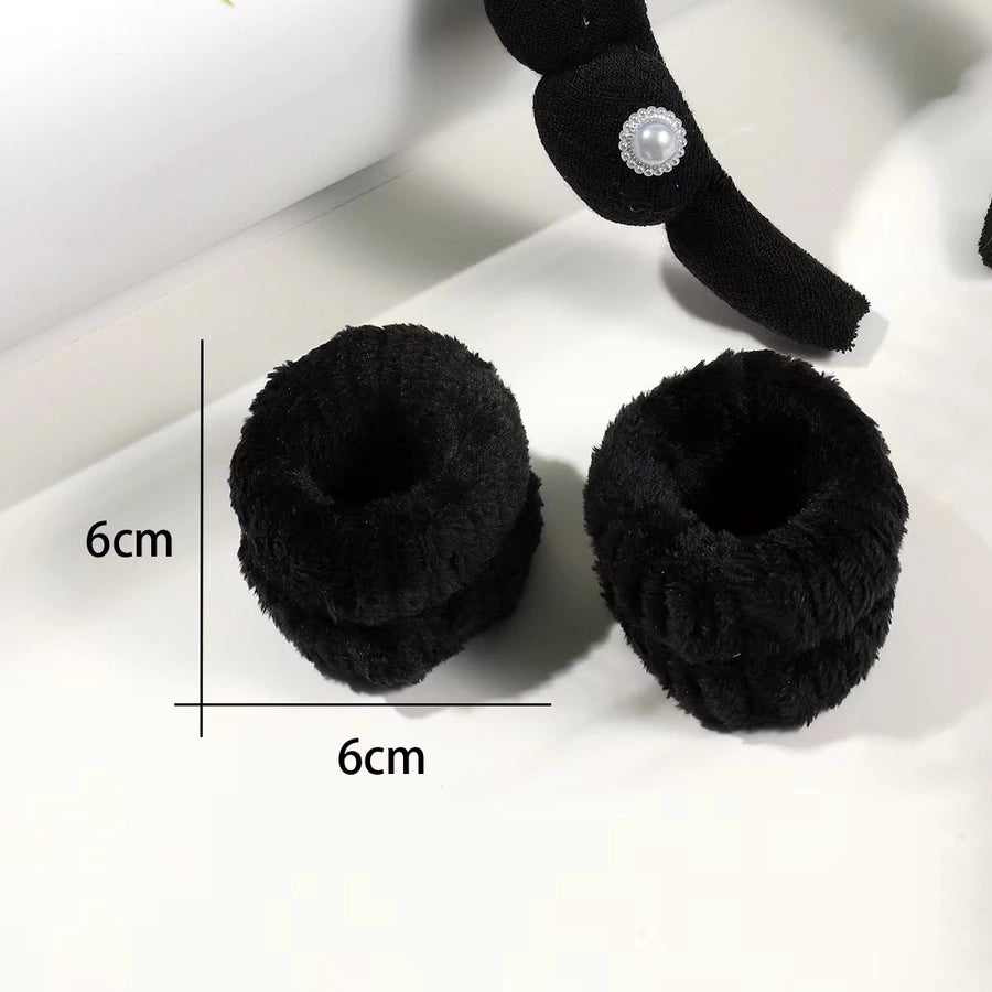 Women's Casual Solid Color Flannel Inlay Artificial Pearls Hair Band