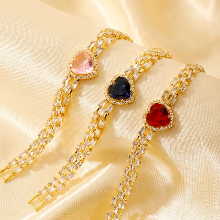 Copper K Gold Plated Inlay Water Droplets Zircon Bracelets