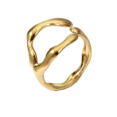 Jewelry Retro Leaf Heart Shape Flower 304 Stainless Steel Plating Open Rings