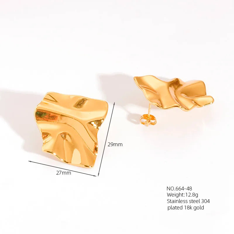 1 Pair Casual Simple Style Classic Style Geometric Square 304 Stainless Steel 18K Gold Plated Imitation Gold  Ear Studs