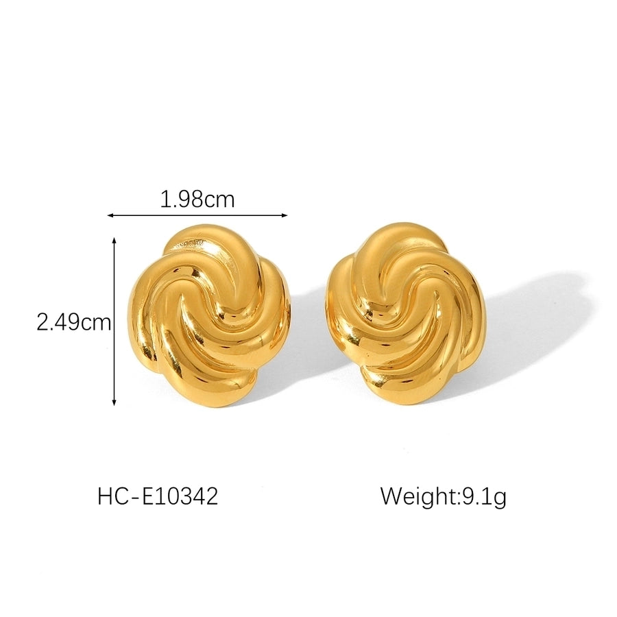 1 Pair IG Style Classic Style Thread 304 Stainless Steel Titanium Steel 18K Gold Plated Ear Studs