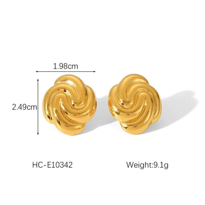 1 Pair IG Style Classic Style Thread 304 Stainless Steel Titanium Steel 18K Gold Plated Ear Studs