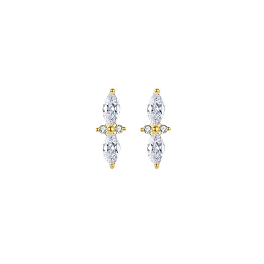 1 Pair Casual Elegant Geometric Copper Zircon Drop Earrings Ear Studs
