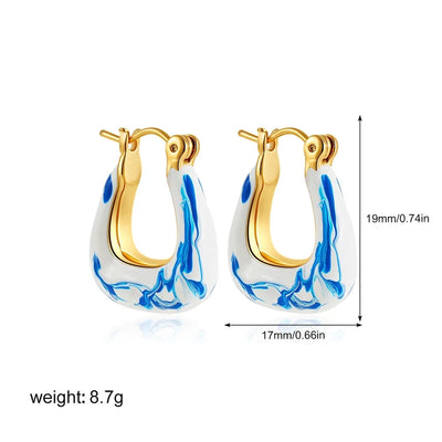 1 Pair Chinoiserie Classical Ink Painting Copper Drop Earrings