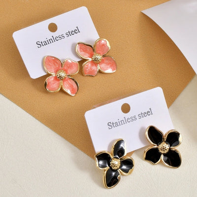 1 Pair Casual Pastoral Simple Style Flower 304 Stainless Steel Ear Studs